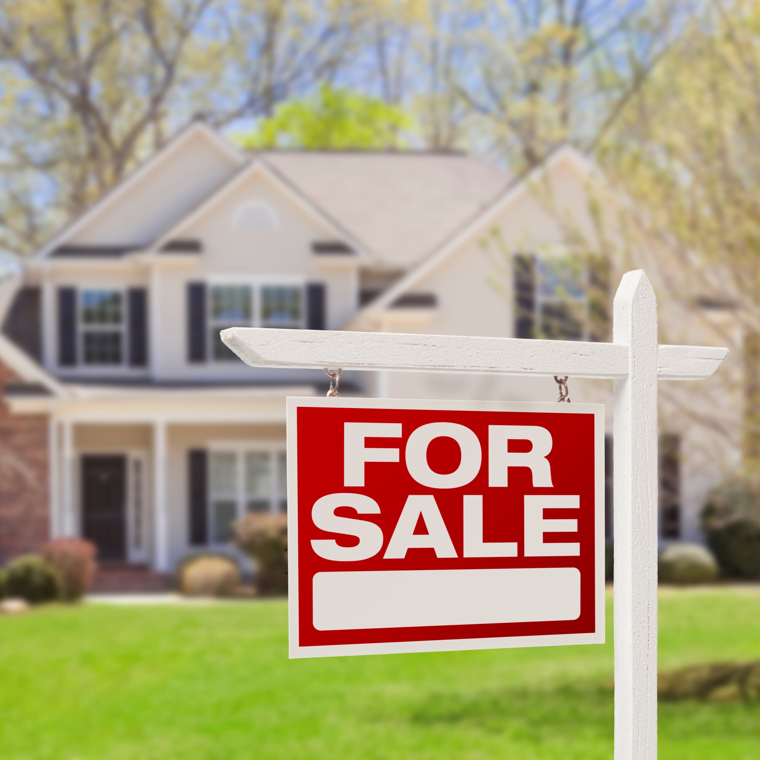 Home For Sale Real Estate Sign and House